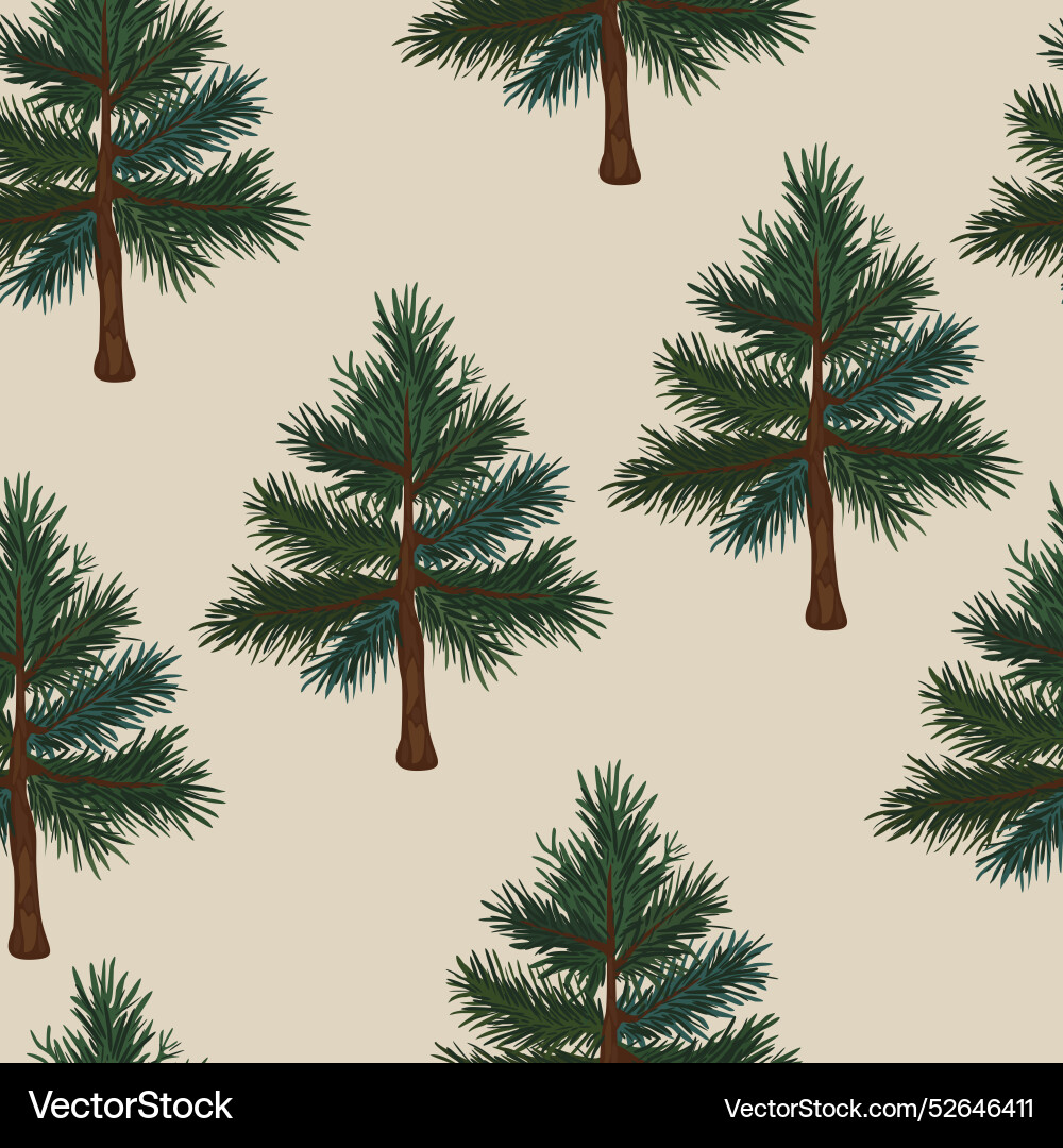 Seamless pattern with firs on light background Vector Image