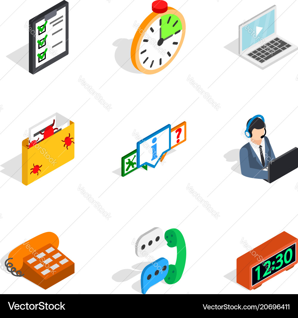 Server setting icons set isometric style Server setting icons set isometric style vector image