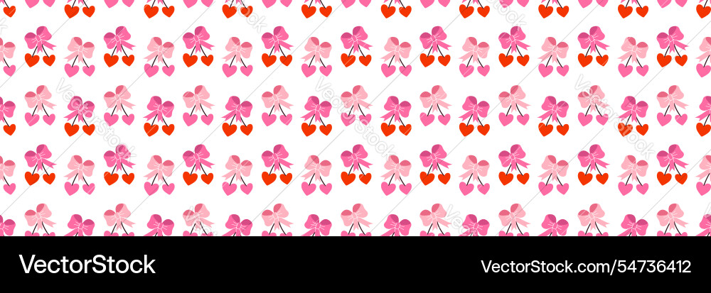 Cherry shape of heart with bow seamless pattern Cherry shape of heart with bow seamless pattern vector image