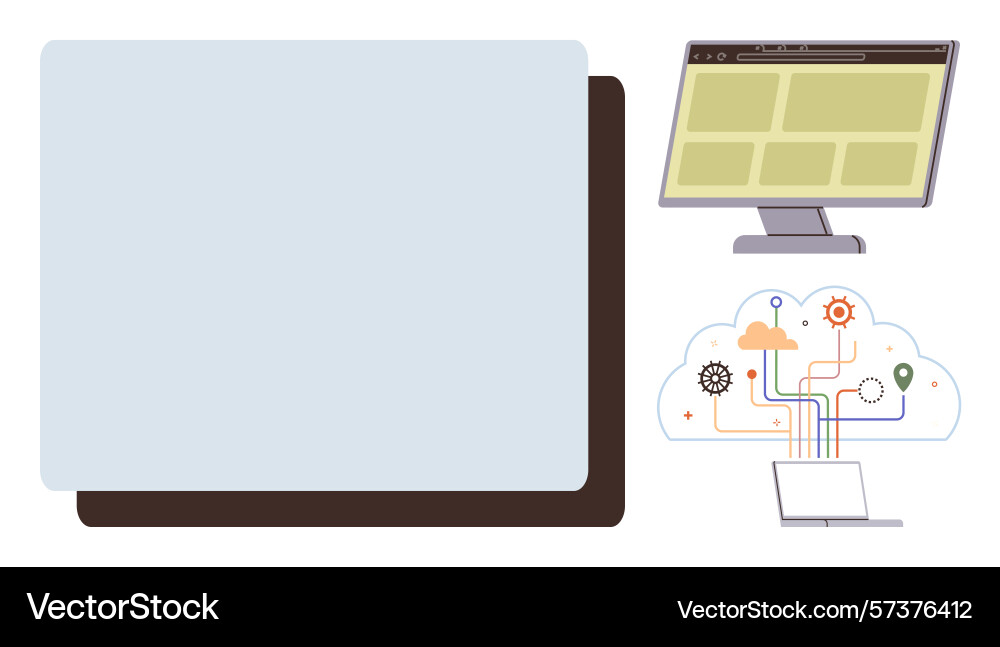 Cloud data integration and website interaction vector image