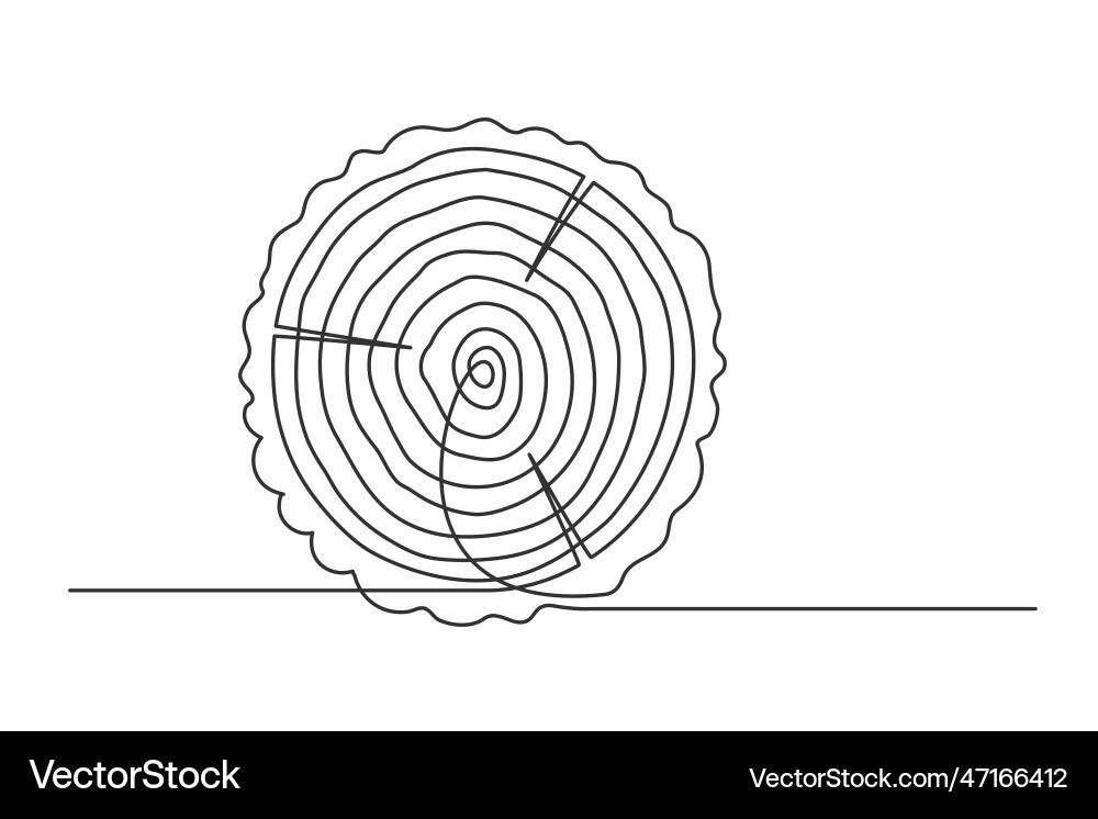 Continuous one line cross section of the tree vector image