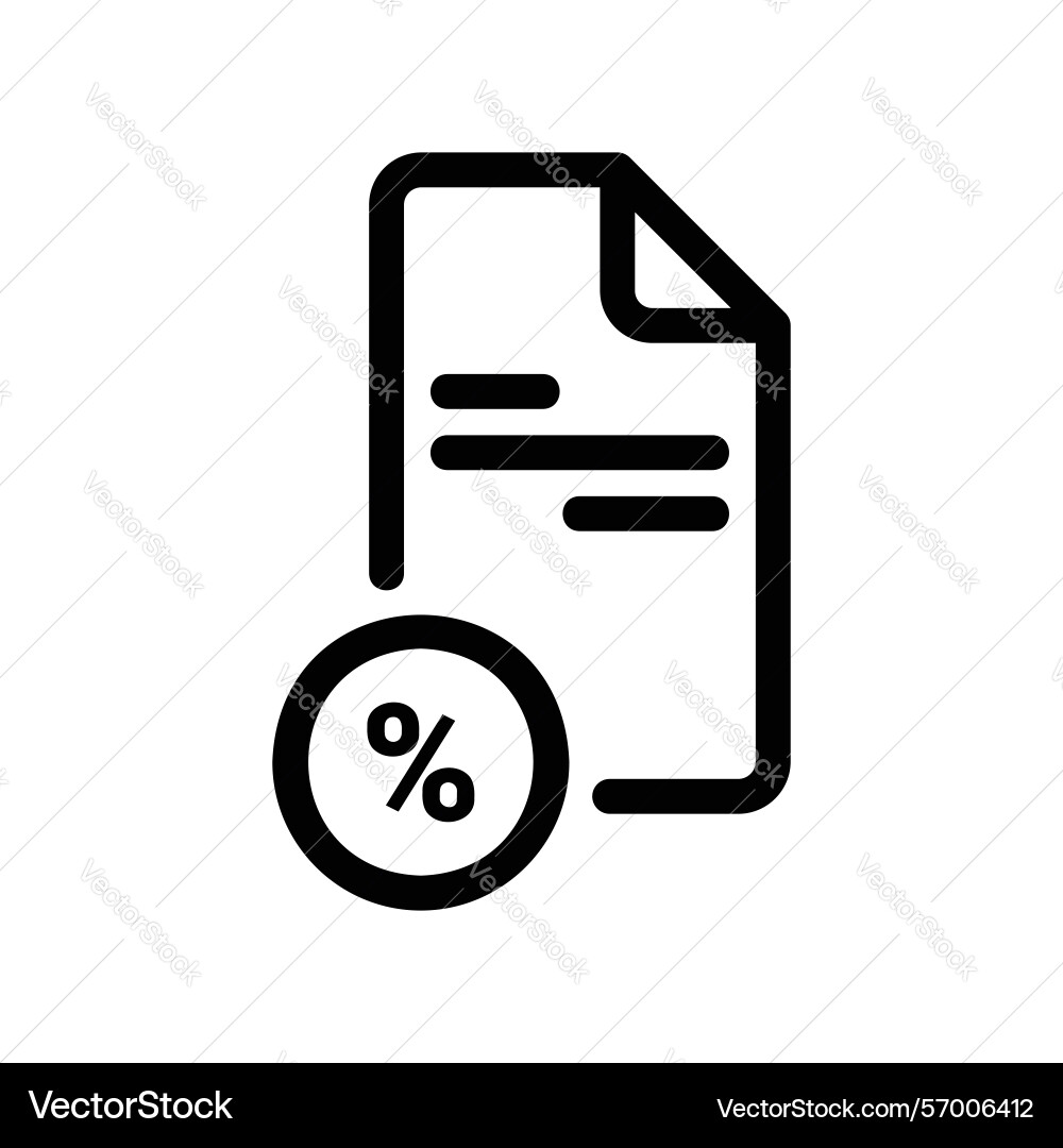 Document outline with a percentage symbol Vector Image