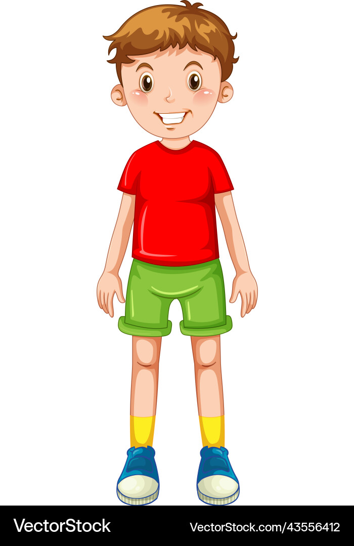Ein Junge mit rotem T-Shirt Cartoon Ein Junge mit rotem T-Shirt Cartoon vektorbild