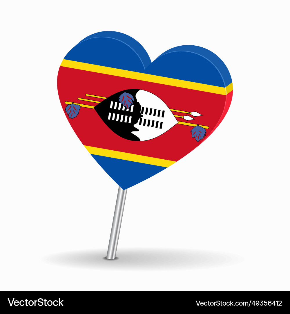 Eswatini Flag Heart Map Pointer vector image