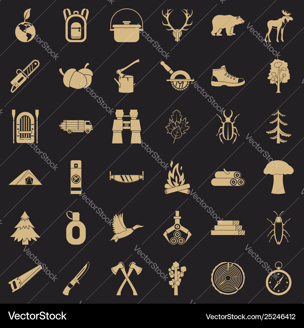 Forest icons set simple style vector image