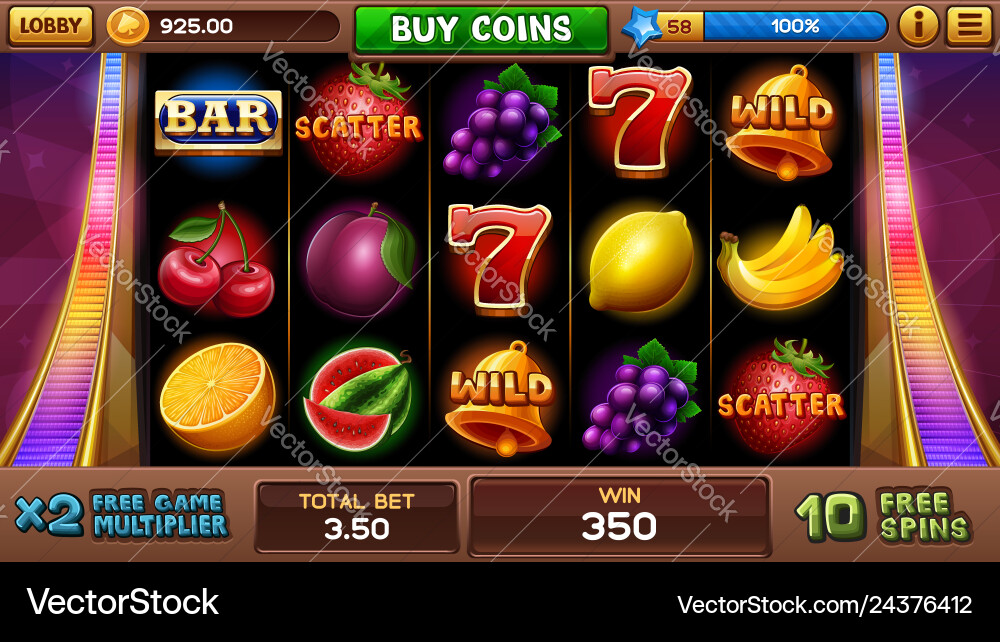 Free games screen for slots game Royalty Free Vector Image