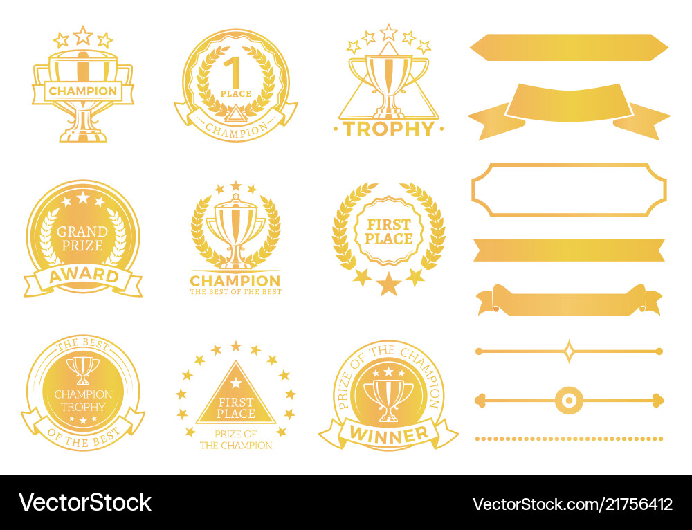Grand prize award certificates and ribbons in gold Grand prize award certificates and ribbons in gold vector image