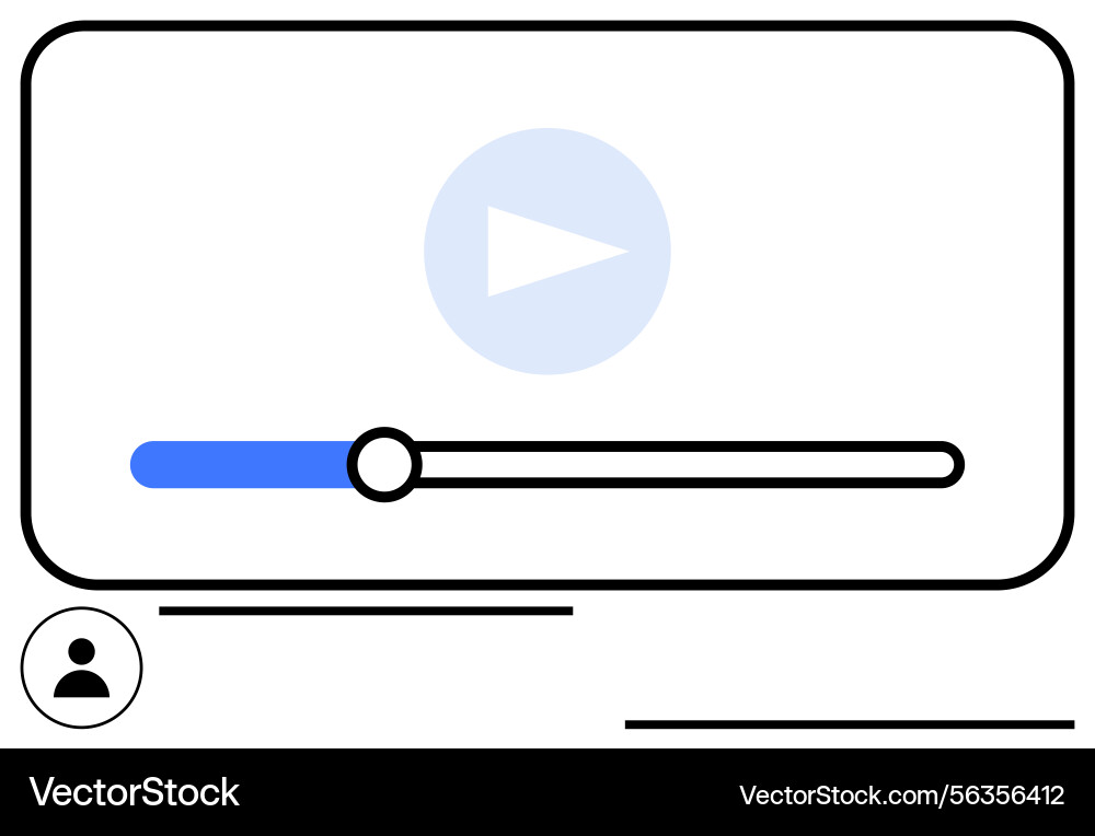 Minimalist video player interface with progress Minimalist video player interface with progress vector image