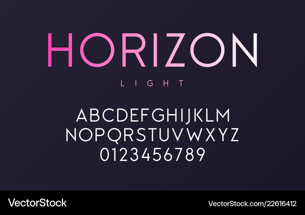 Modern Light Sans Serif Font vector image