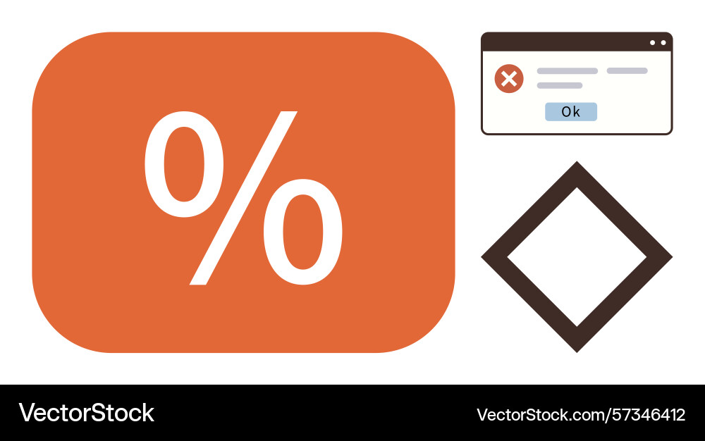 Percentage symbol with error message and geometric Percentage symbol with error message and geometric Vector Image