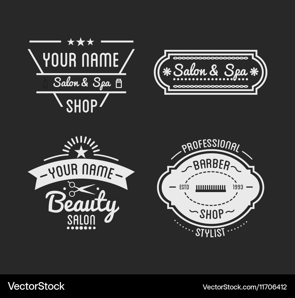 Set of vintage barber shop logo and beauty spa Vector Image