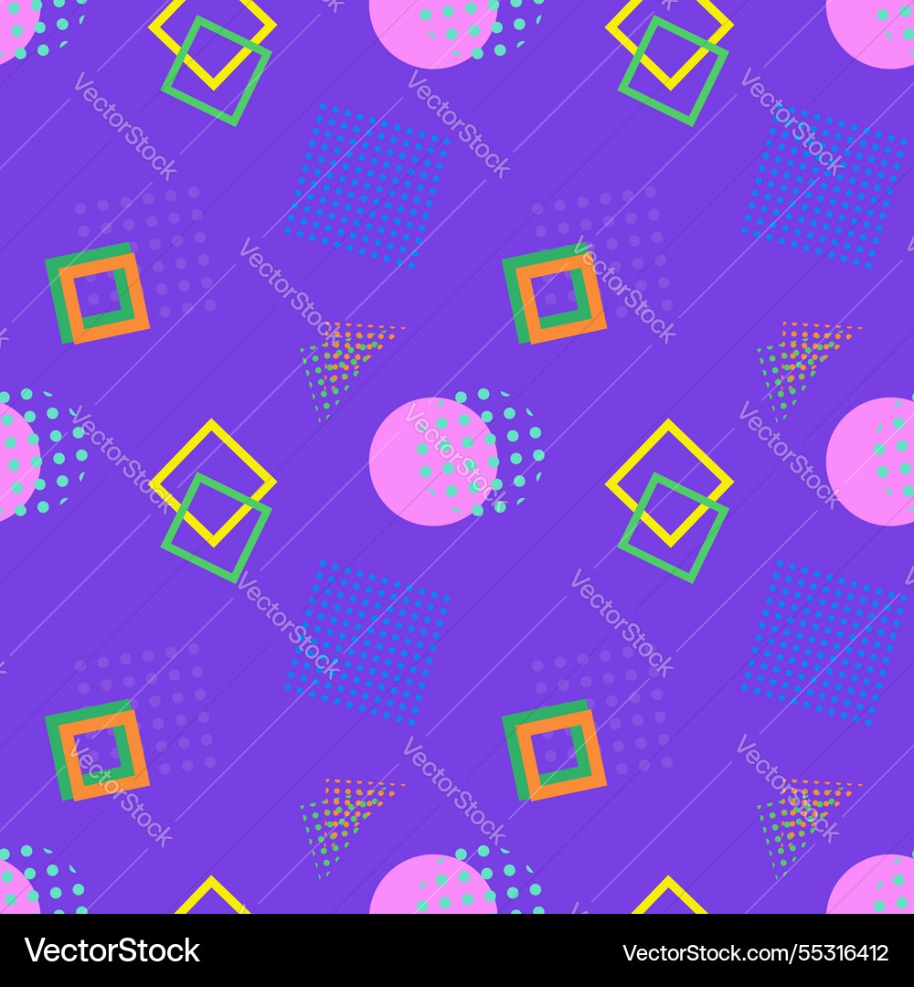 Vibrant geometric seamless pattern with squares Vibrant geometric seamless pattern with squares Vector Image