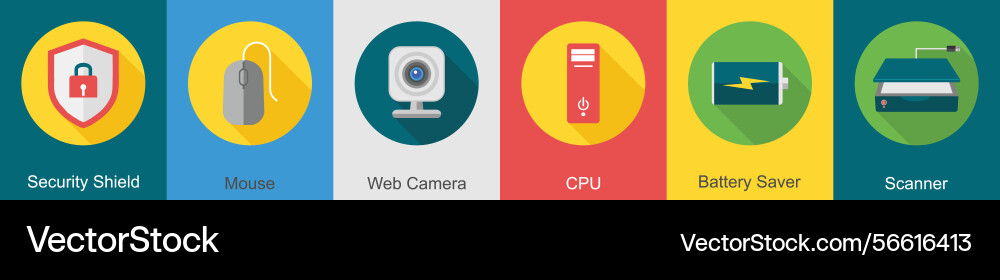A set of 6 computer and hardware icons Vector Image