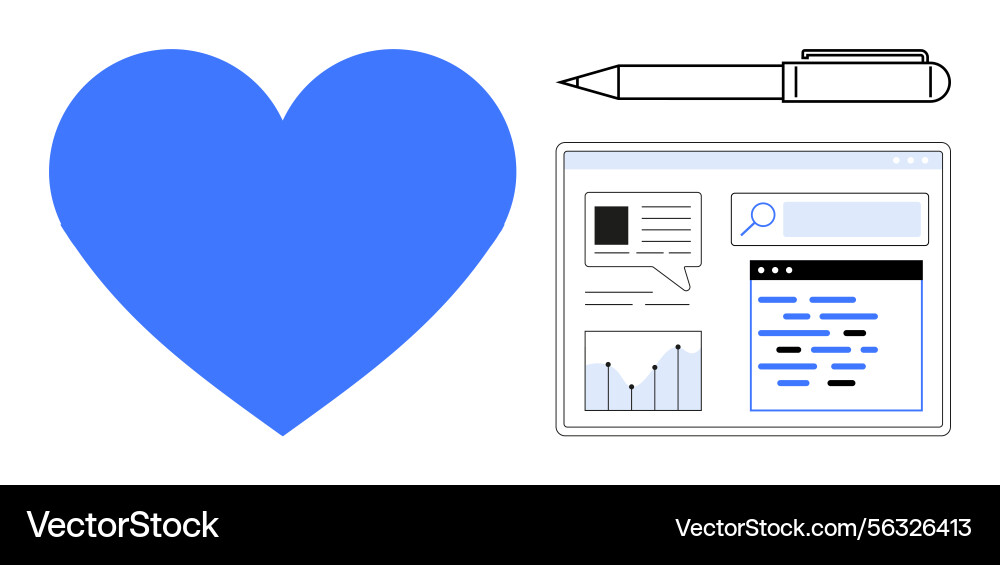 Analytics Dashboard with Heart Icon Vector Image