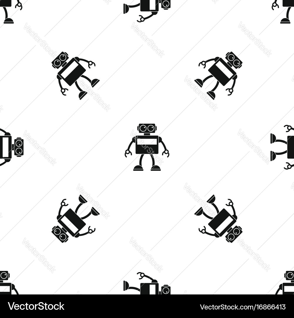 Android robot pattern seamless black vector image