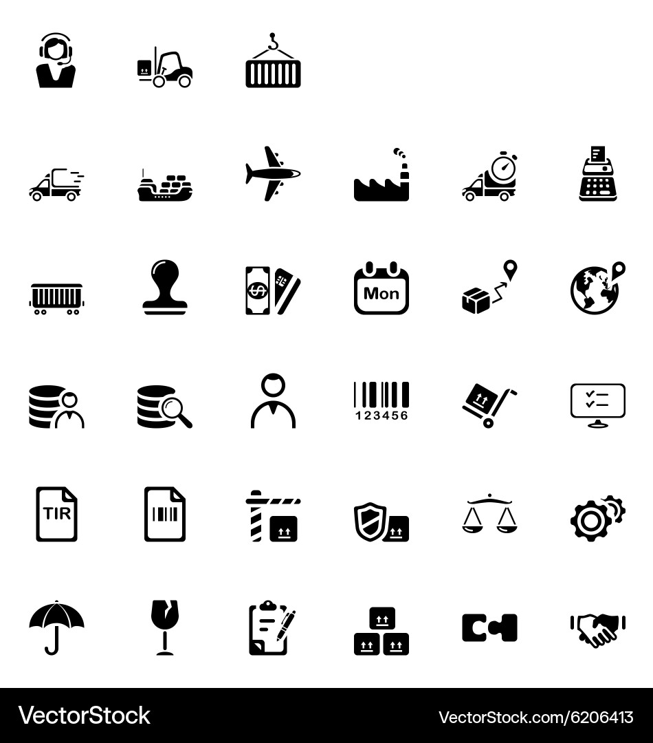 Black Logistic Icons Set vector image