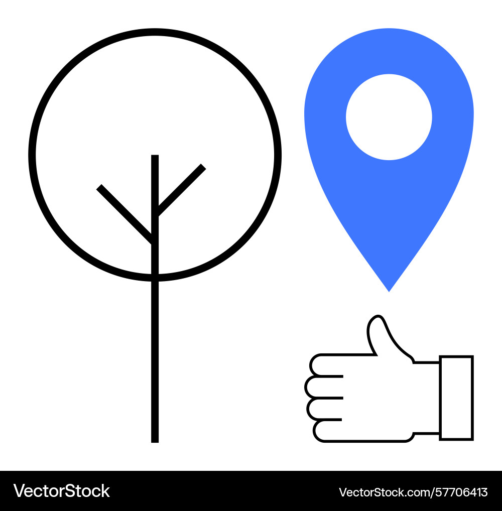 Blue location marker minimal tree design Blue location marker minimal tree design Vector Image