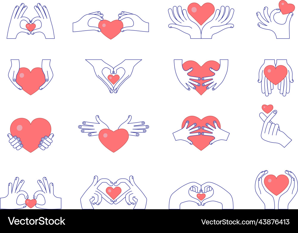 Hands with hearts conceptual symbols of donation Hands with hearts conceptual symbols of donation vector image