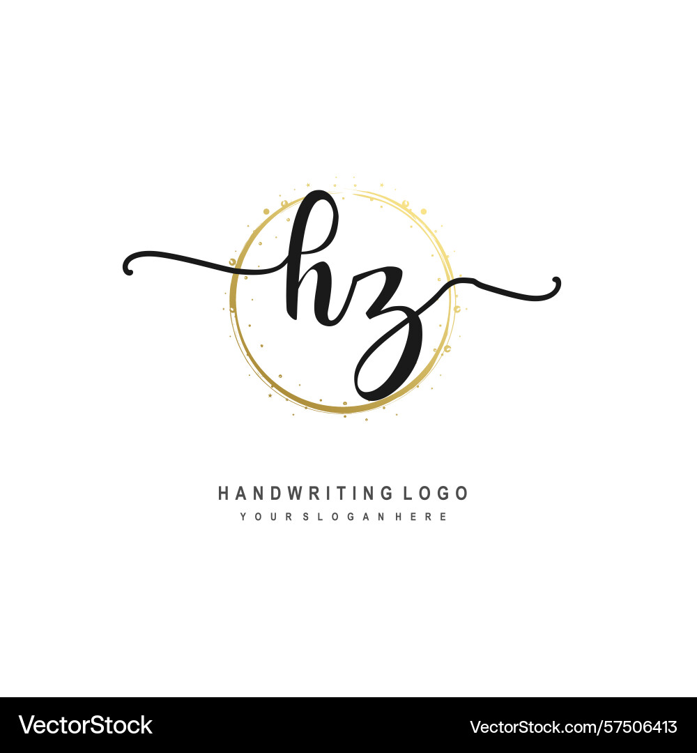 Hz initial handwriting logo with circular wave Hz initial handwriting logo with circular wave Vector Image