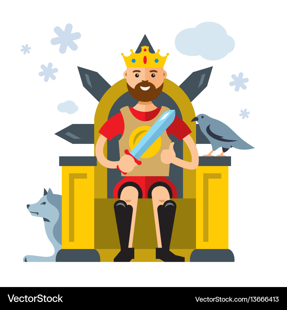 King on Throne - Cartoon – Royalty-Free Vector | VectorStock, image size:1000x1080