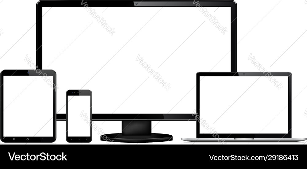 Responsive web design display laptop tablet phone Responsive web design display laptop tablet phone vector image