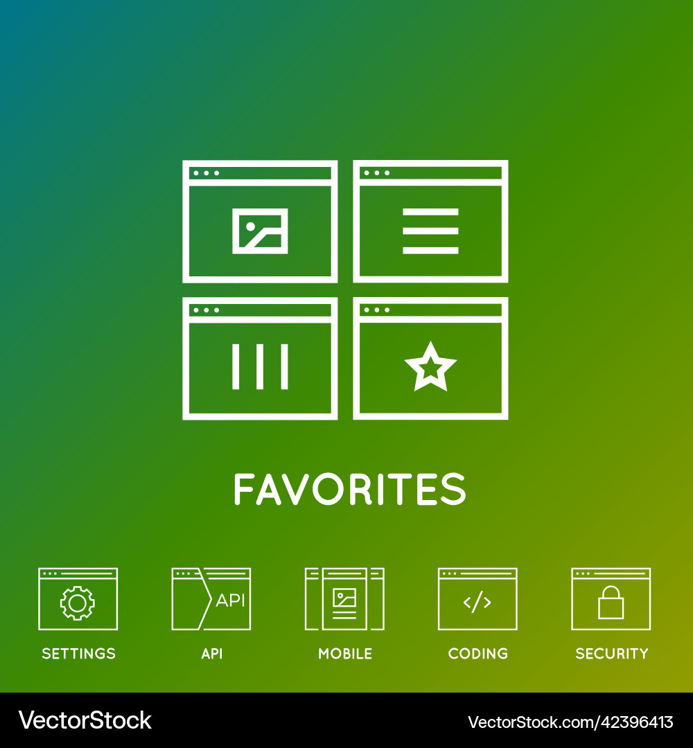 Set of minimal browser developing app and coding Set of minimal browser developing app and coding vector image