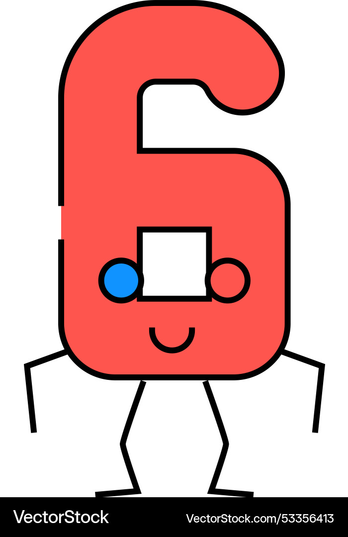 Six number character icon color Vector Image