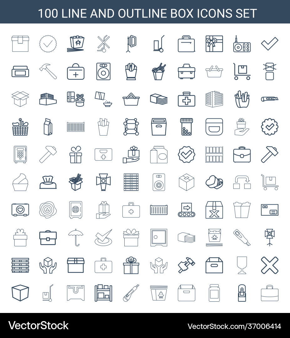 100 box icons Royalty Free Vector Image - VectorStock