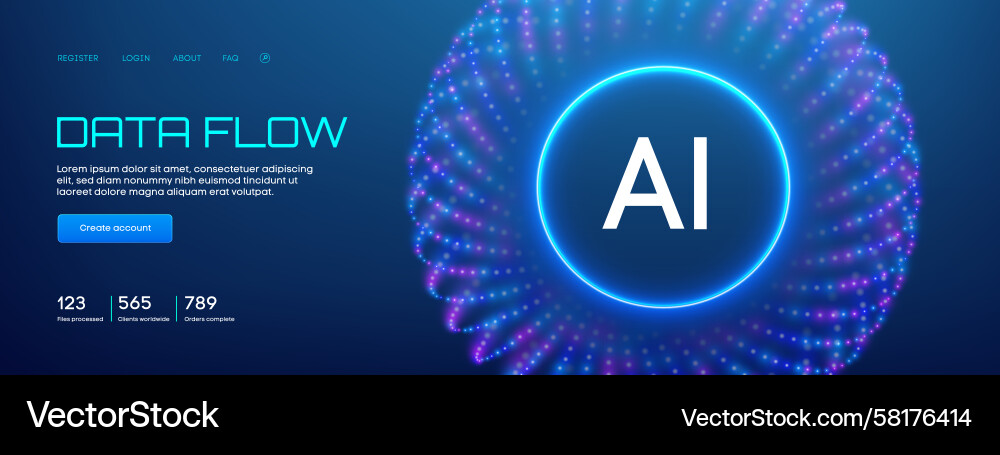 Abstract AI Data Flow Background Vector Image