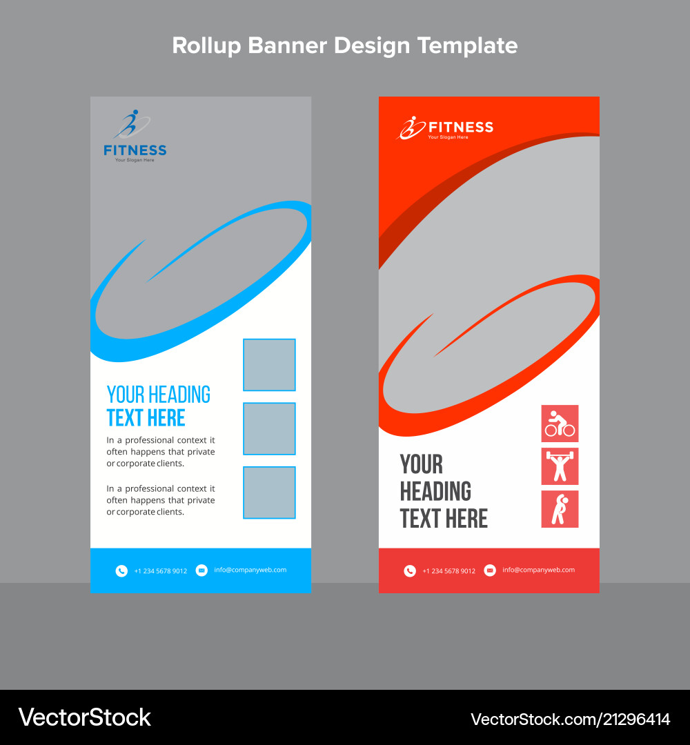 Blue and Red Roll-Up Banner Vector Image