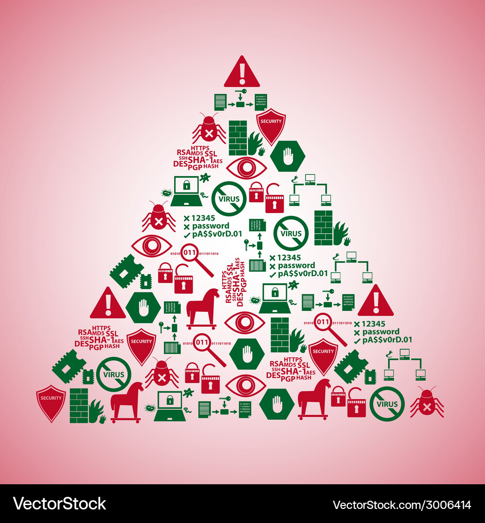Computer security icons in triangle shape eps10 Vector Image