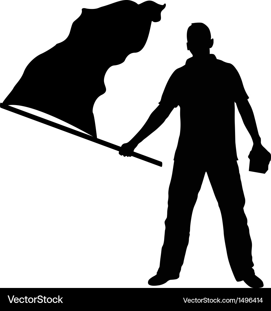 Man Holding Flag Silhouette vector image
