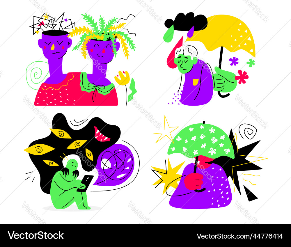 Problems and social interaction - flat design Problems and social interaction - flat design vector image