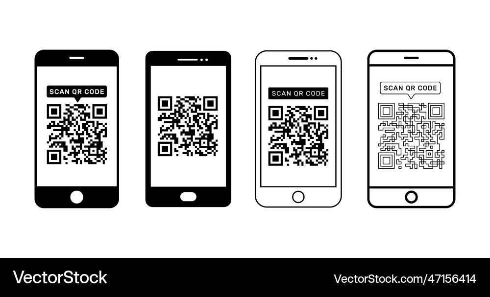 QR Code Scan Icons - Phone Collection vector image