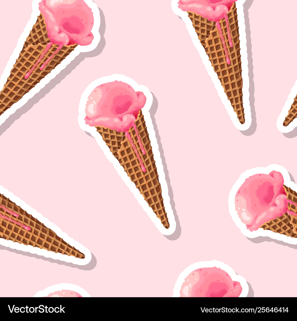 Seamless pattern with ice cream and pop vector image