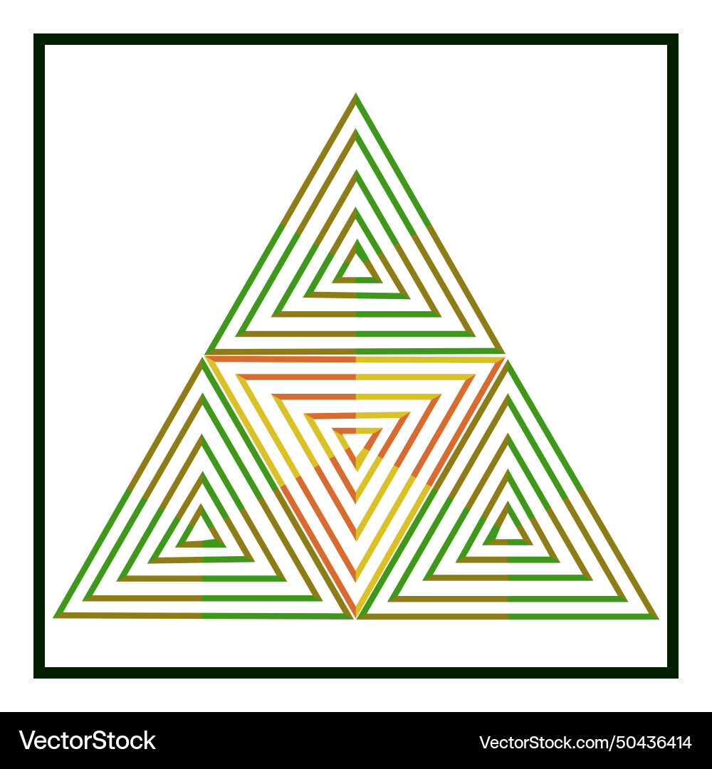 Triangle made of colorful lines on square Triangle made of colorful lines on square vector image