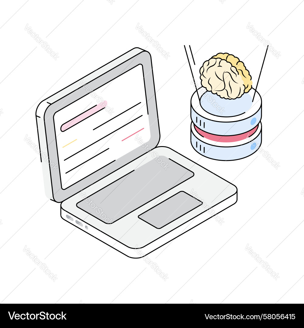 AI Brain Database Icon Vector Image