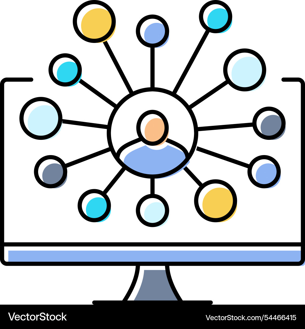 Attendee networking virtual conference color icon Attendee networking virtual conference color icon vector image