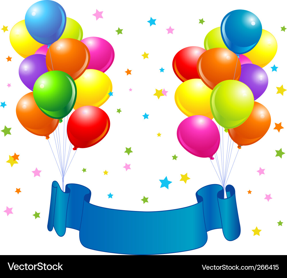 Colorful Birthday Balloons with Confetti Vector Image