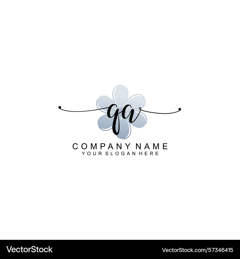 Feminine handwritten qa logo with elegant frame Feminine handwritten qa logo with elegant frame Vector Image