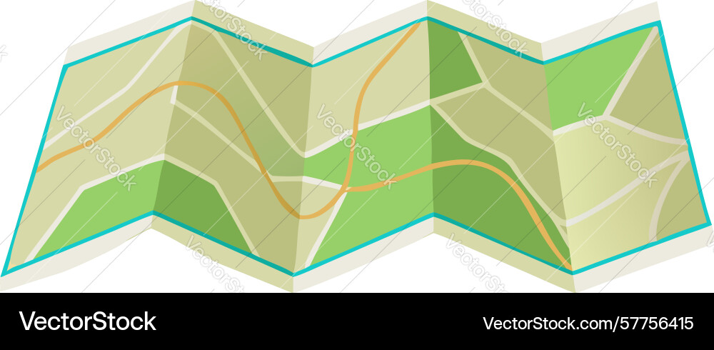 Folded green map icon essential for navigation vector image