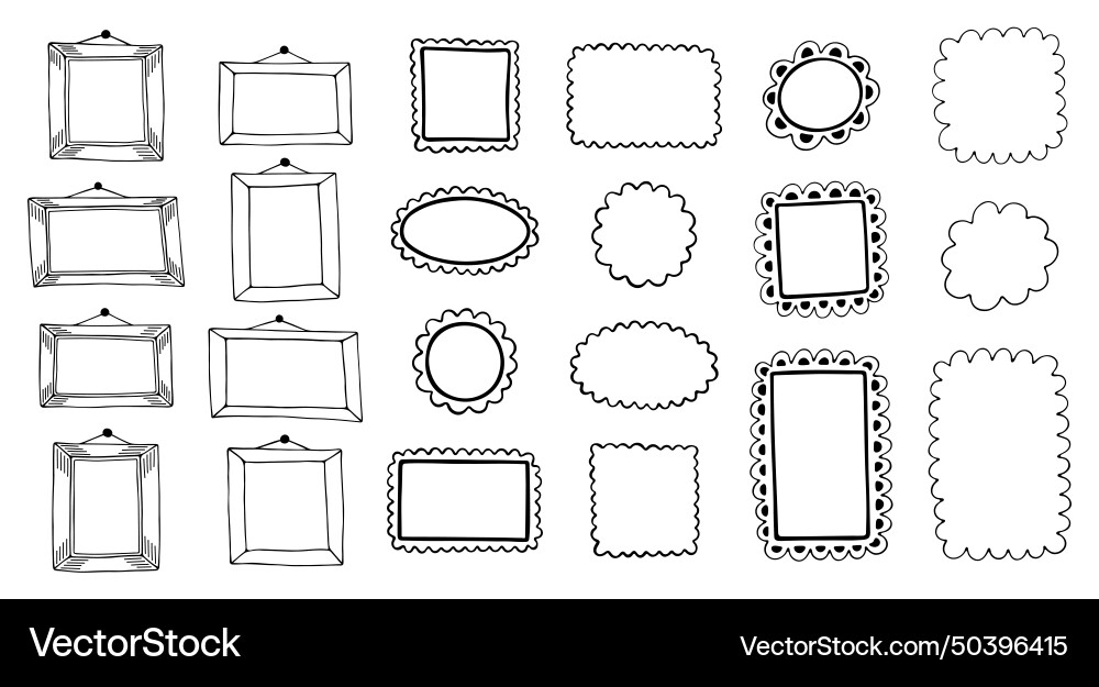 Frame doodle set line art vintage elements Vector Image