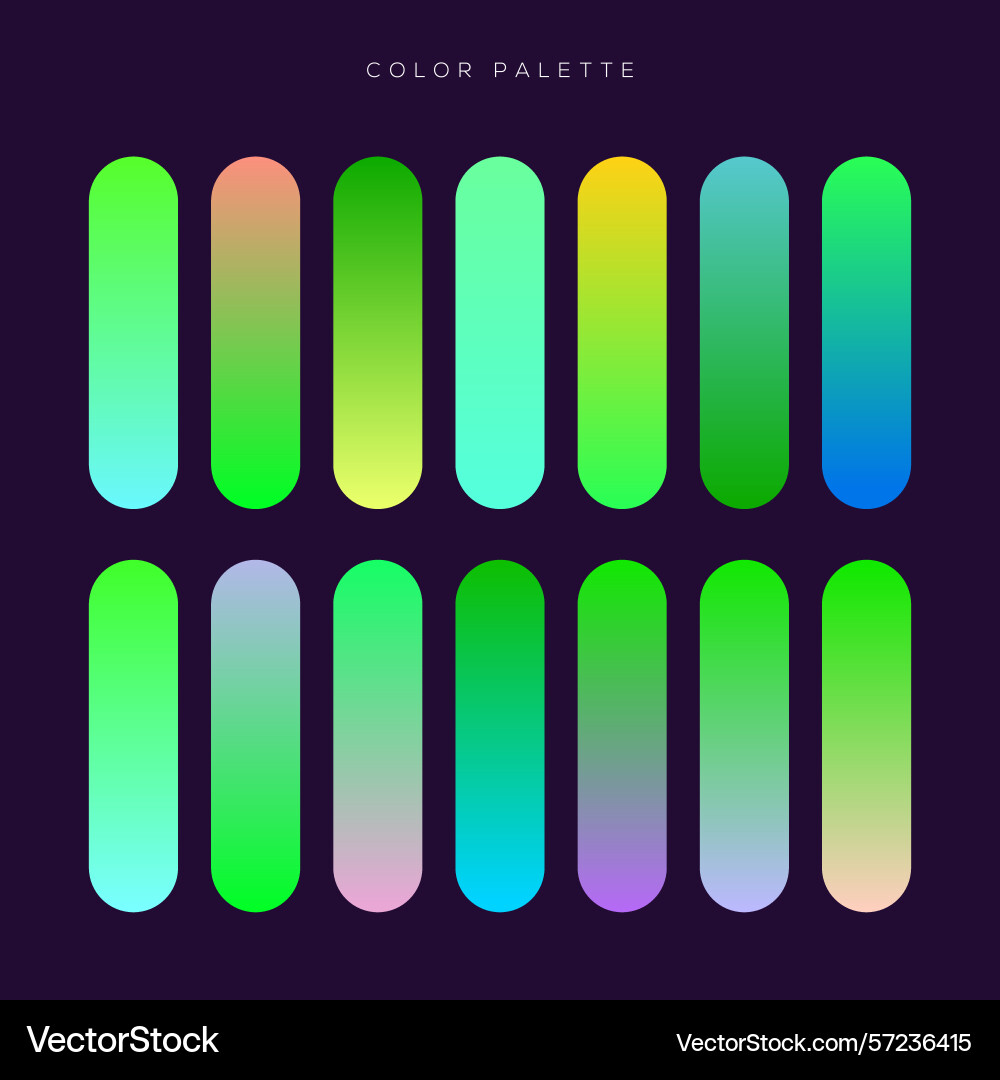 Green gradient color palette background vector image