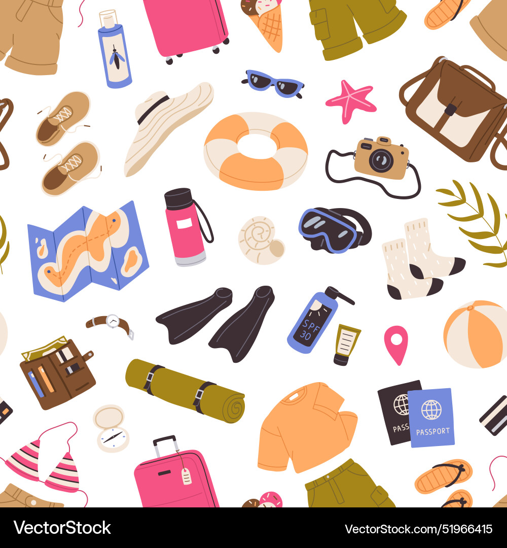 Repeatable pattern of sea travel items endless Repeatable pattern of sea travel items endless vector image
