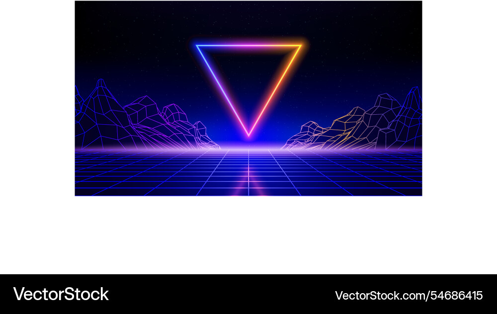 Retro futuristic background 80s style triangle Retro futuristic background 80s style triangle vector image