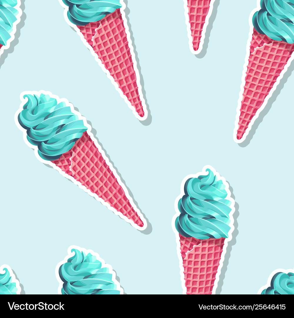 Seamless pattern with ice cream and pop vector image