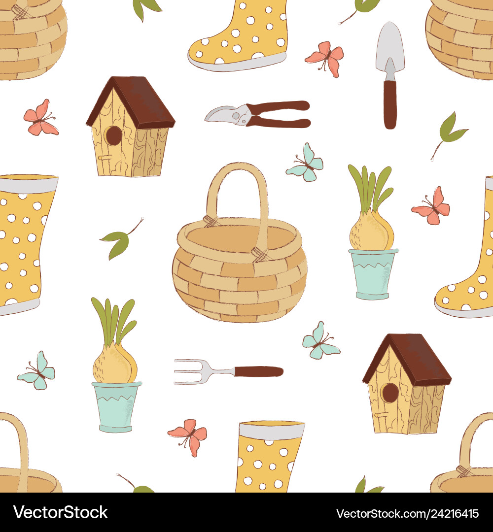 Spring craft seamless pattern Spring craft seamless pattern vector image