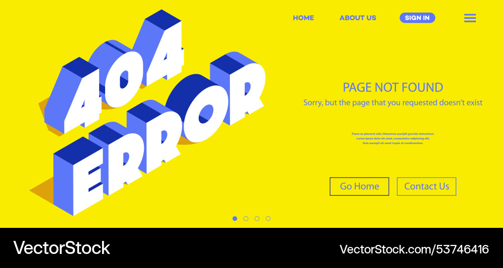 404 error page not found web site template 404 error page not found web site template vector image