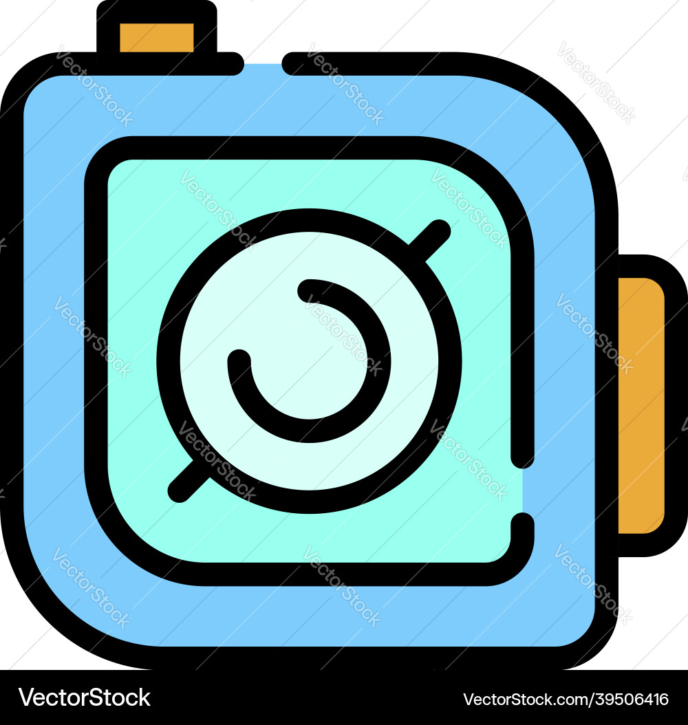Action camera start button icon color outline Action camera start button icon color outline vector image