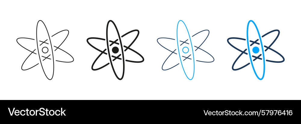 Atom structure line and solid icon set atomic Vector Image